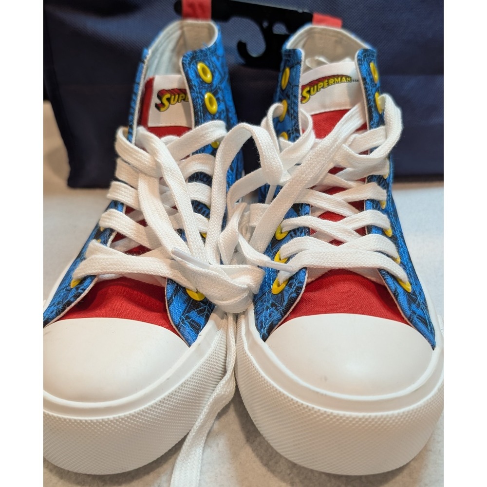 DC Superman High Top Sneakers Blue Comic Print Man of Steel Mens 7 NWOB